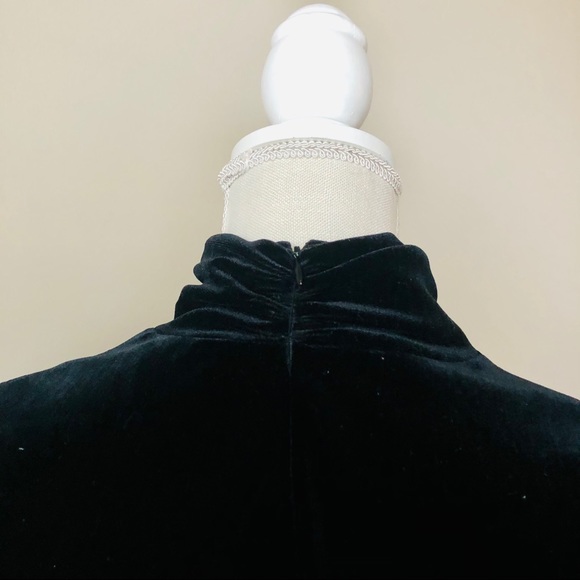 Vintage Black Velvet Mockneck Long Sleeve Mini Dress - Picture 10 of 10
